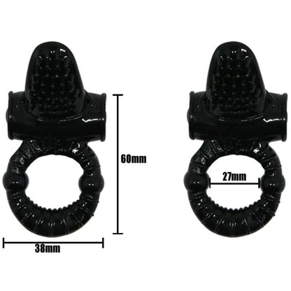 Anel vibrante BAILE Sweet Ring com coelho texturado para estimulação clitoriana e peniana, em silicone preto.