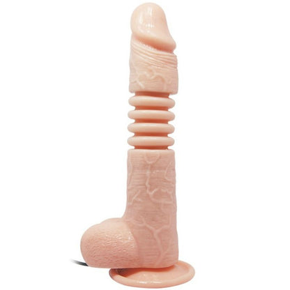 Close-up do vibrador multifunções BAILE Thunder Up, mostrando sua textura realista, veias e ventosa na base.