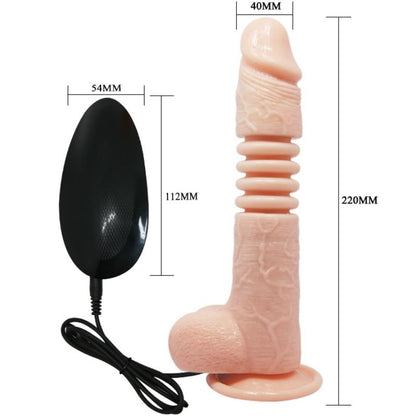 Close-up do vibrador multifunções BAILE Thunder Up, mostrando sua textura realista, veias e ventosa na base.