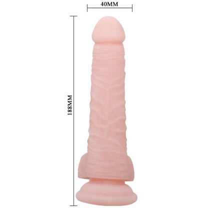 Dildo natural super realista BAILE de 18.8 CM com ventosa, mostrando textura e detalhes.