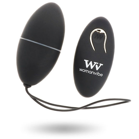 Ovo Vibratório WOMANVIBE Alsan com Controle Remoto em Silicone Preto