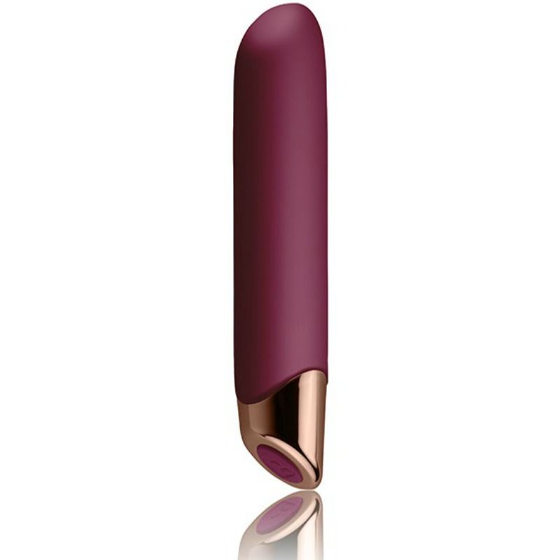 Detalhe do Vibrador ROCKS-OFF Chaiamo Bordeaux, mostrando seu design elegante e ponta cônica para estimulação precisa.