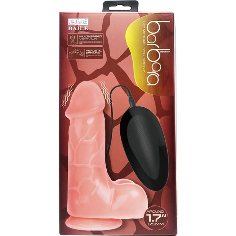 Vibrador realista BAILE Barbara 22cm com ventosa e vibração multi-velocidade