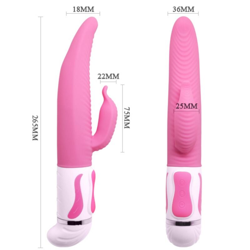 PRETTY LOVE Vibrador de Rotação Antoine em silicone flexível com estimulador clitoriano e base magnética