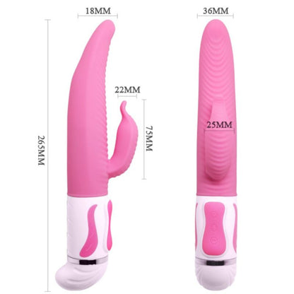 PRETTY LOVE Vibrador de Rotação Antoine em silicone flexível com estimulador clitoriano e base magnética