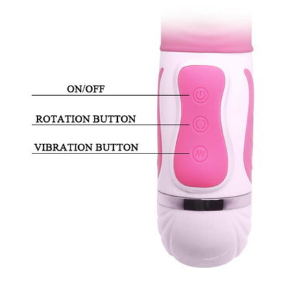 PRETTY LOVE Vibrador de Rotação Antoine em silicone flexível com estimulador clitoriano e base magnética