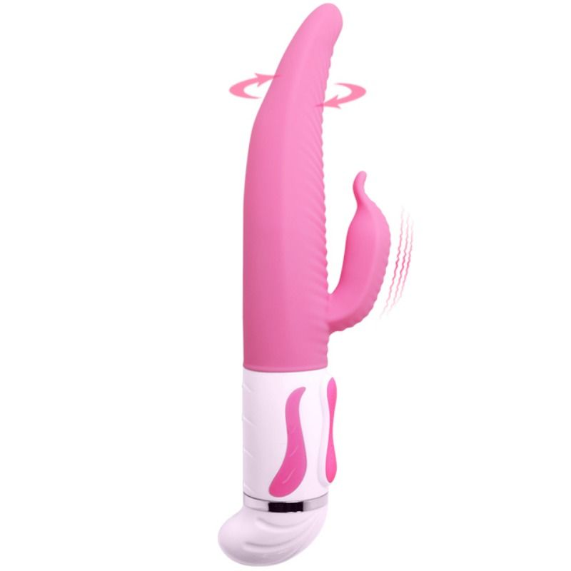 PRETTY LOVE Vibrador de Rotação Antoine em silicone flexível com estimulador clitoriano e base magnética