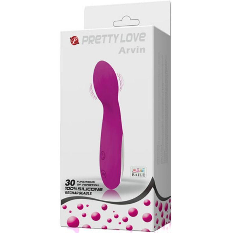 Close-up do Mini Vibrador PRETTY LOVE Arvin, mostrando seu formato ergonómico e material de silicone de alta qualidade.