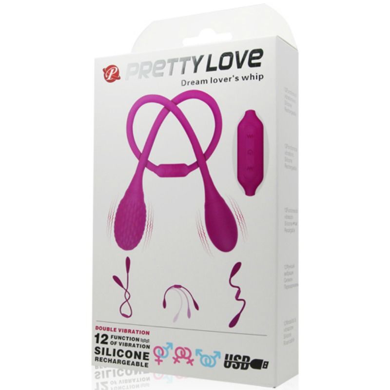 PRETTY LOVE Estimulador Unissexo Dream Lovers Whip 2 em silicone flexível com 12 modos de vibração.