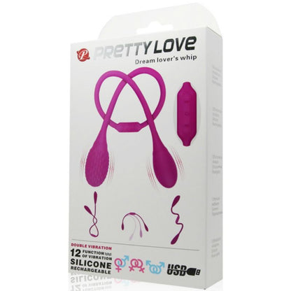 PRETTY LOVE Estimulador Unissexo Dream Lovers Whip 2 em silicone flexível com 12 modos de vibração.