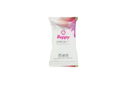 Close-up of the BEPPY Tampões Soft-Comfort sem Fio para Sexo 4 UNIDADES showing packaging and individual tampon.