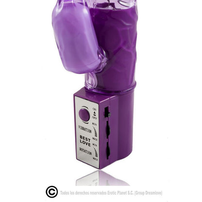 Close-up do BAILE Vibrador Coelho Rotador Superestimulador Lilás, mostrando seu design e textura macia.