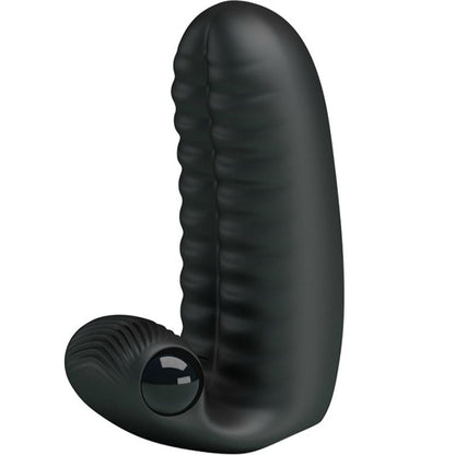 Close-up do PRETTY LOVE Estimulador Dedal Abbott Preto, mostrando seu design nodulado e compacto.