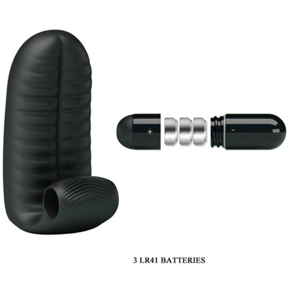 Close-up do PRETTY LOVE Estimulador Dedal Abbott Preto, mostrando seu design nodulado e compacto.
