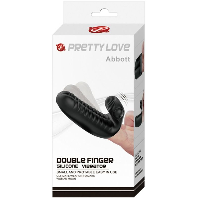 Close-up do PRETTY LOVE Estimulador Dedal Abbott Preto, mostrando seu design nodulado e compacto.