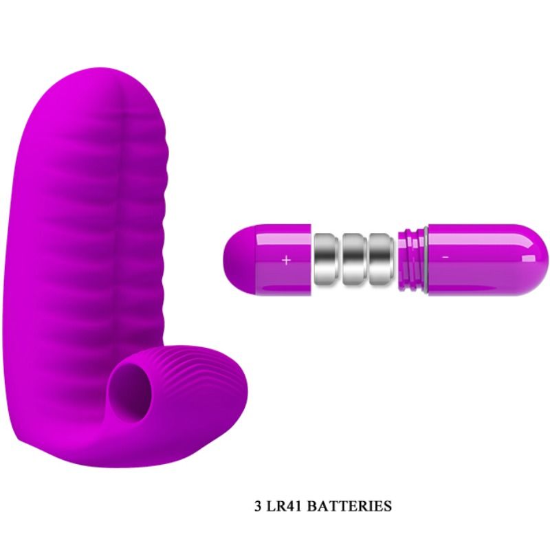 Close-up do PRETTY LOVE Abbott Estimulador Lilac Dedal Duplo Nodulado, mostrando sua textura e design ergonómico.