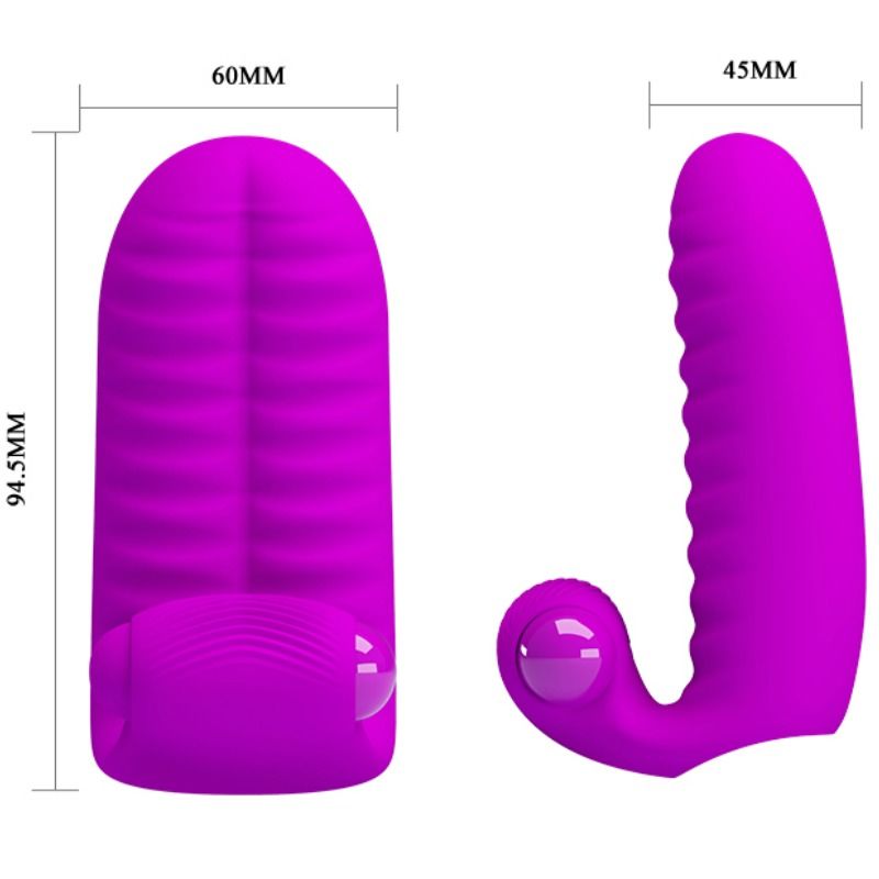 Close-up do PRETTY LOVE Abbott Estimulador Lilac Dedal Duplo Nodulado, mostrando sua textura e design ergonómico.