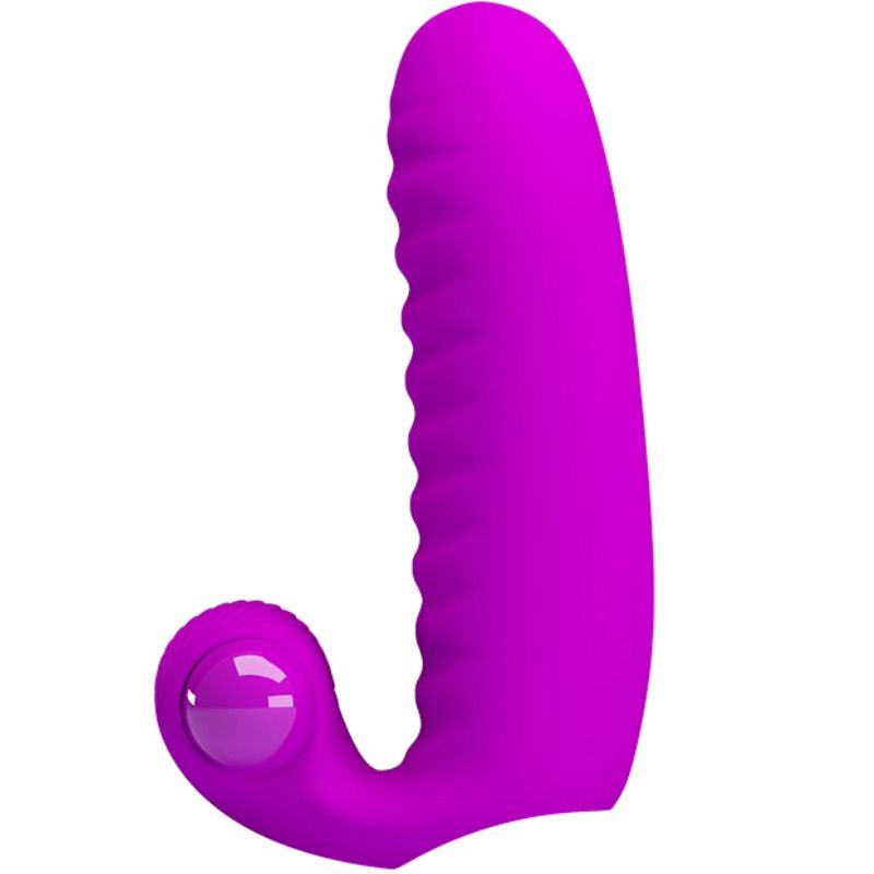 Close-up do PRETTY LOVE Abbott Estimulador Lilac Dedal Duplo Nodulado, mostrando sua textura e design ergonómico.