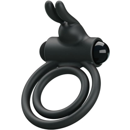 Anel vibrador duplo de silicone Pretty Love Osmond para prazer em casal, destacando a vibração e o material.