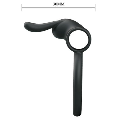 Anel vibrador duplo de silicone Pretty Love Osmond para prazer em casal, destacando a vibração e o material.