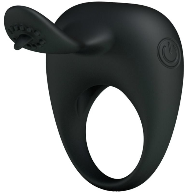 Anel Vibrador PRETTY LOVE com Língua Estimuladora em silicone macio, ideal para prazer a dois.