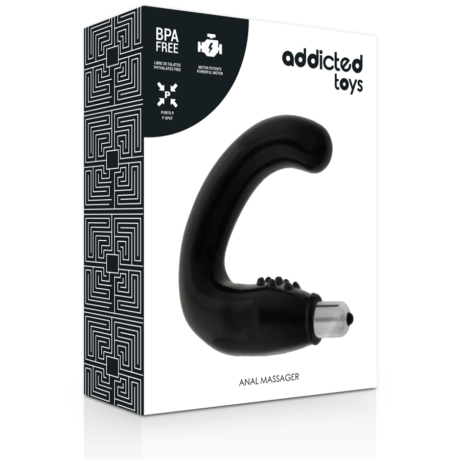 Close-up do Massageador Anal Vibratório ADDICTED TOYS, detalhando seu design ergonômico e material seguro.