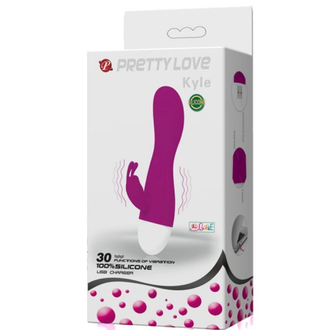 Close-up of the PRETTY LOVE Vibrador Coelho Kyle, showcasing its soft silicone texture and rabbit ear stimulator.