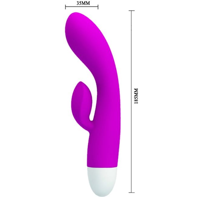 Close-up do Pretty Love Vibrador Smart Eli mostrando seu design ergonómico, textura de silicone macio e estimulador tipo 'orelha de coelho'.