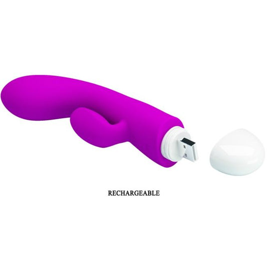 Close-up do Pretty Love Vibrador Smart Eli mostrando seu design ergonómico, textura de silicone macio e estimulador tipo 'orelha de coelho'.