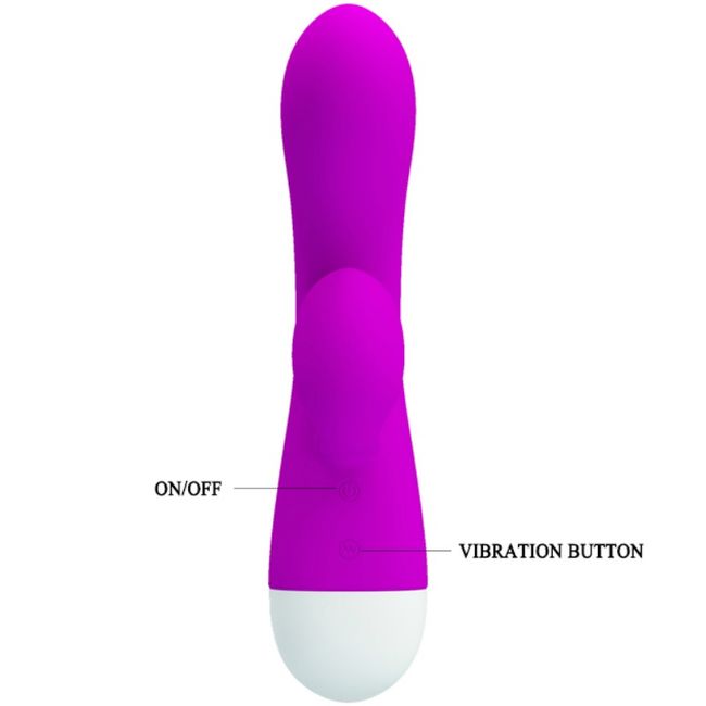 Close-up do Pretty Love Vibrador Smart Eli mostrando seu design ergonómico, textura de silicone macio e estimulador tipo 'orelha de coelho'.