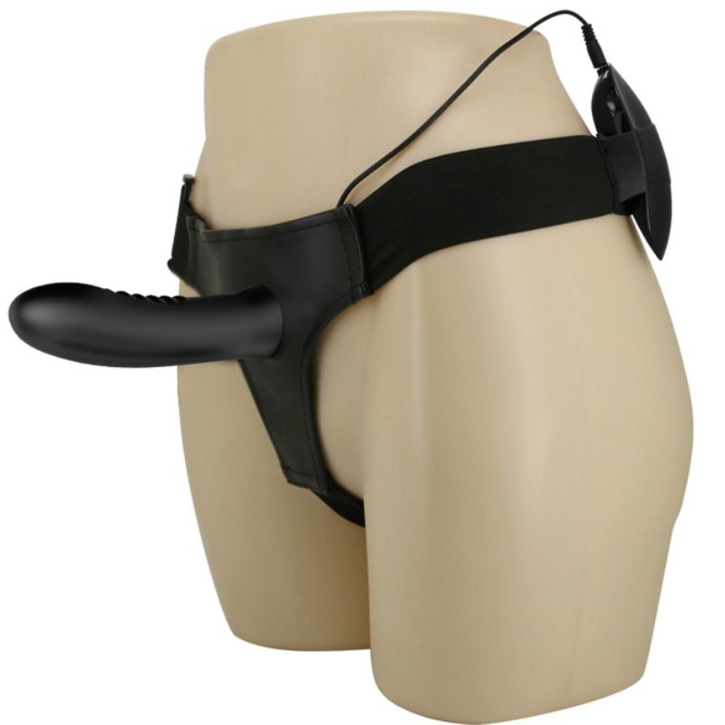 PRETTY LOVE Myron Strap-On com Vibração e Dildo Oco, mostrando detalhes e textura