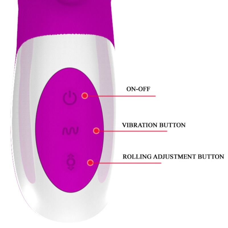 Detalhes do Vibrador Multifuncional Pretty Love Adrian com silicone e funções de vibração e movimento