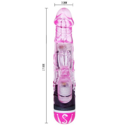 Close-up do Vibrador Coelho BAILE com 10 Modos de Vibração, mostrando sua textura e design ergonómico na cor lilás.