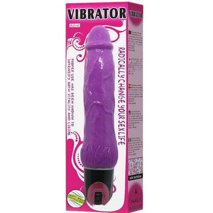 Vibrador Multivelocidade DAAPLY Pleasure Roxo com eixo venoso e textura para estimulação.