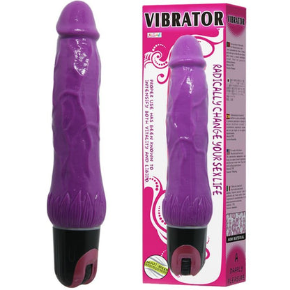 Vibrador Multivelocidade DAAPLY Pleasure Roxo com eixo venoso e textura para estimulação.