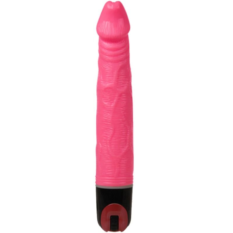 Close-up do BAILE Vibrador Realista Multivelocidade Texturizado 21.5cm Rosa, destacando a textura venosa e cor.
