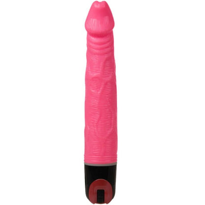 Close-up do BAILE Vibrador Realista Multivelocidade Texturizado 21.5cm Rosa, destacando a textura venosa e cor.