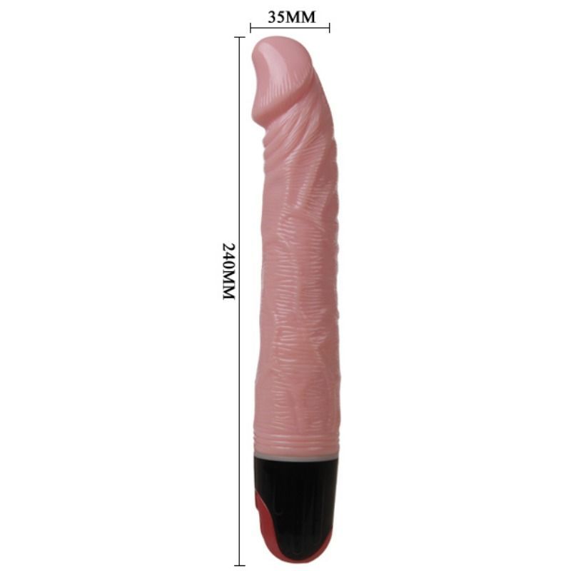 Close-up do BAILE Vibrador Realista Multivelocidade Texturizado 21.5cm Rosa, destacando a textura venosa e cor.