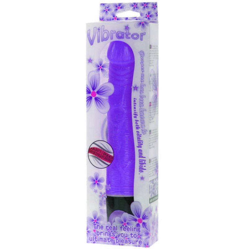 Vibrador BAILE Multivelocidade Roxo 21.5 CM com detalhes texturizados para prazer intenso.