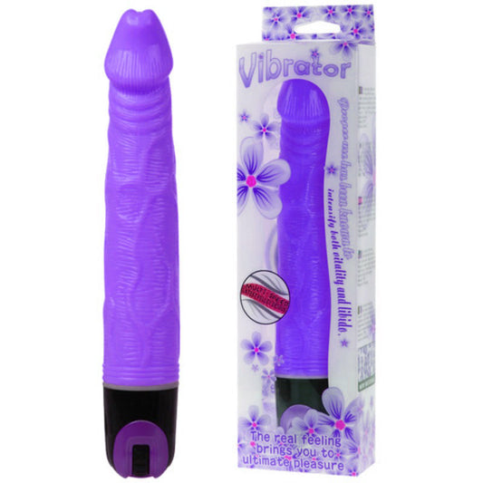 Vibrador BAILE Multivelocidade Roxo 21.5 CM com detalhes texturizados para prazer intenso.
