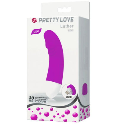 PRETTY LOVE Minivibrador Luther com 30 Modos de Vibração em silicone preto, portátil e recarregável.