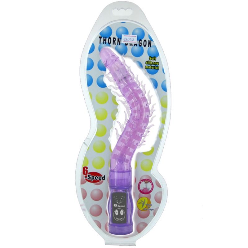 Vibrador Estimulador BAILE Thorn Lilac em cor lilás, mostrando sua haste nervurada e cabeça flexível.
