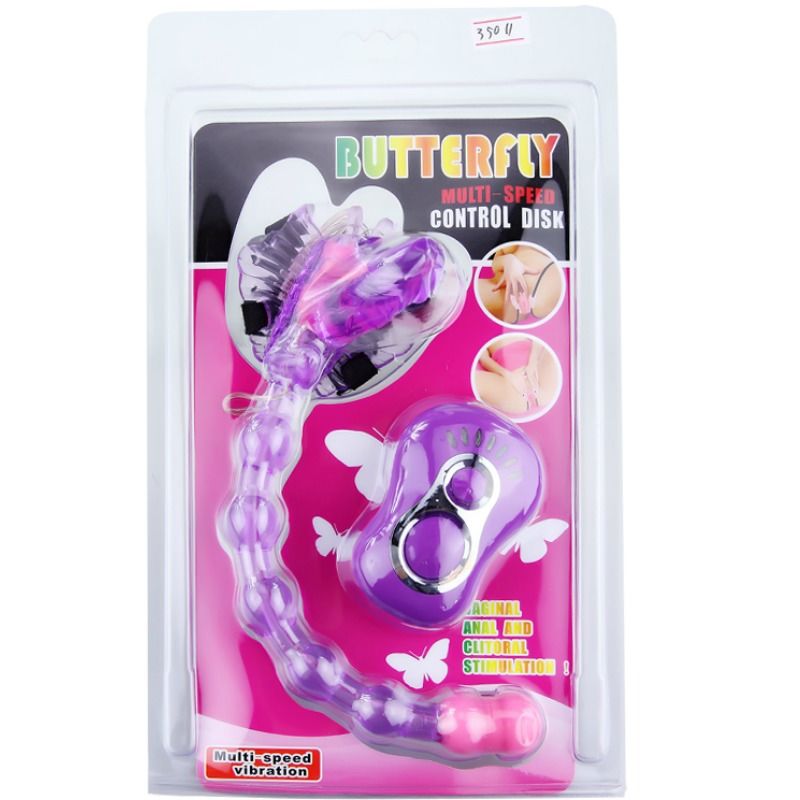 Imagem do BAILE Vibrador Borboleta Triplo com Controle Remoto, destacando seu design flexível e tiras ajustáveis.