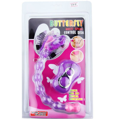 Imagem do BAILE Vibrador Borboleta Triplo com Controle Remoto, destacando seu design flexível e tiras ajustáveis.