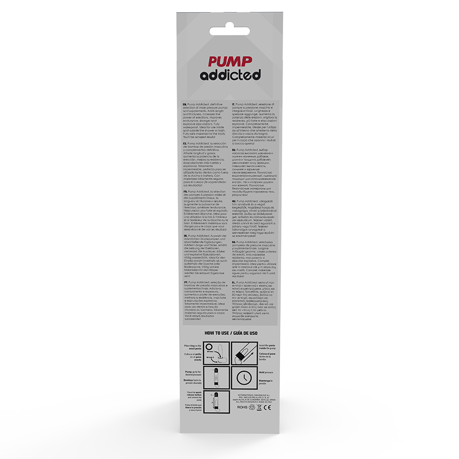 Bomba de Ereção Automática Pump Addicted RX11 para aumento peniano e ereções firmes.