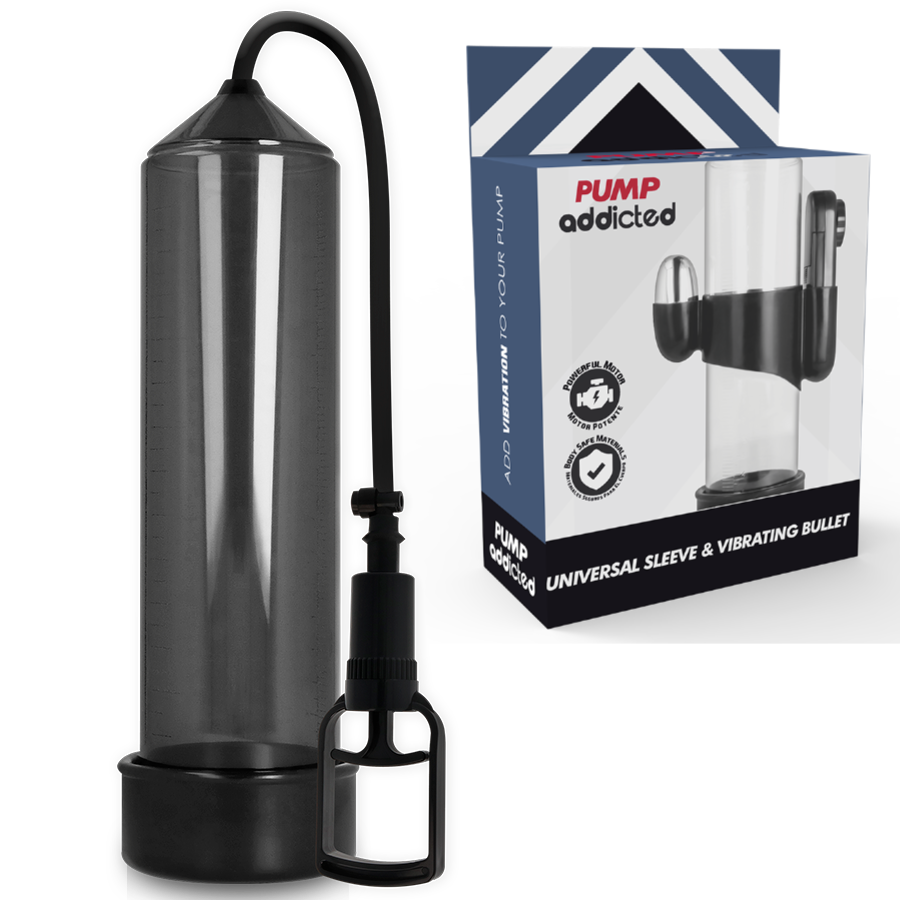 Close-up da Bomba Peniana PUMP ADDICTED com Vibrador RX7, mostrando seu design e detalhes.
