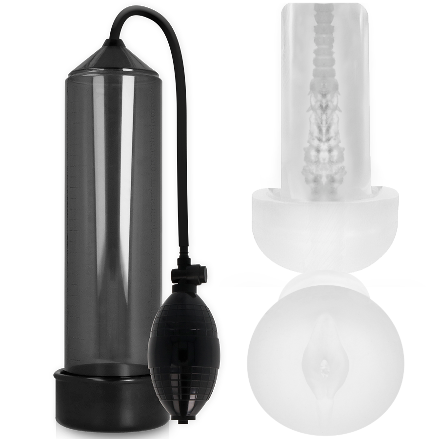 PUMP ADDICTED Bomba Peniana RX3 Preta com Manga de Prazer para aumento e melhoria do desempenho masculino