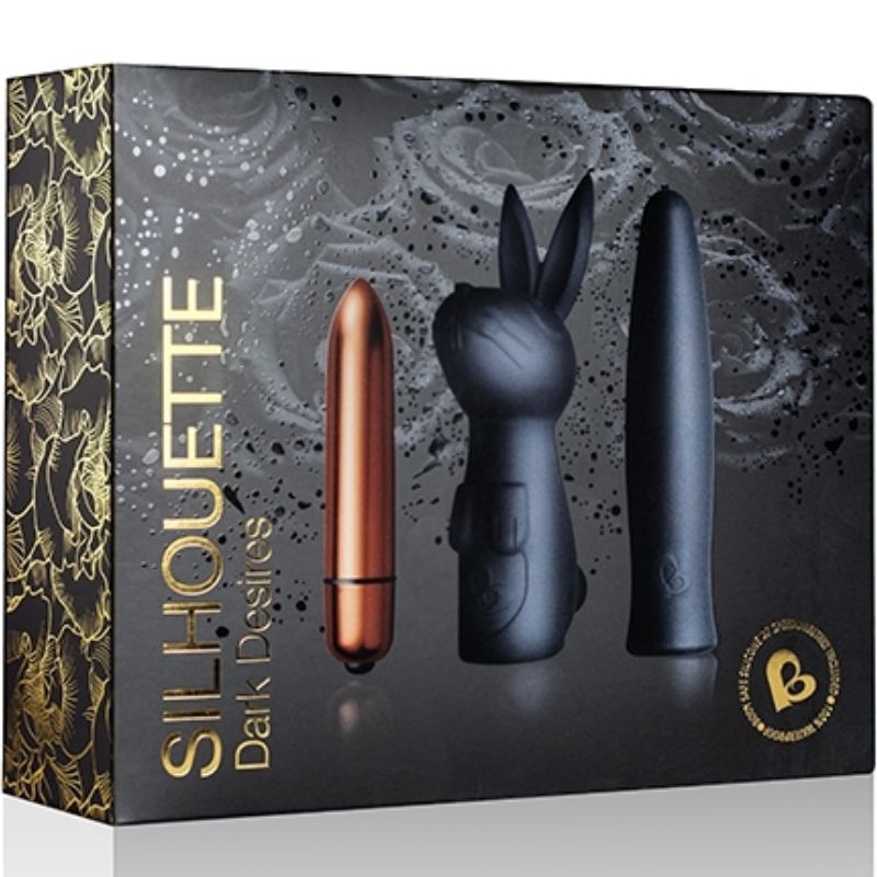 Imagem do ROCKS-OFF Kit Dark Desire Silhueta com Vibrador Bala, mostrando o design elegante e compacto.