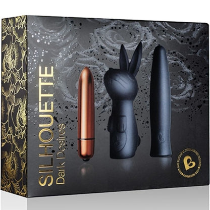 Imagem do ROCKS-OFF Kit Dark Desire Silhueta com Vibrador Bala, mostrando o design elegante e compacto.