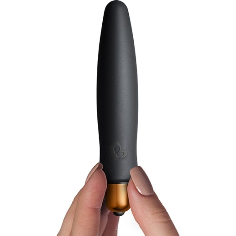 Imagem do ROCKS-OFF Kit Dark Desire Silhueta com Vibrador Bala, mostrando o design elegante e compacto.